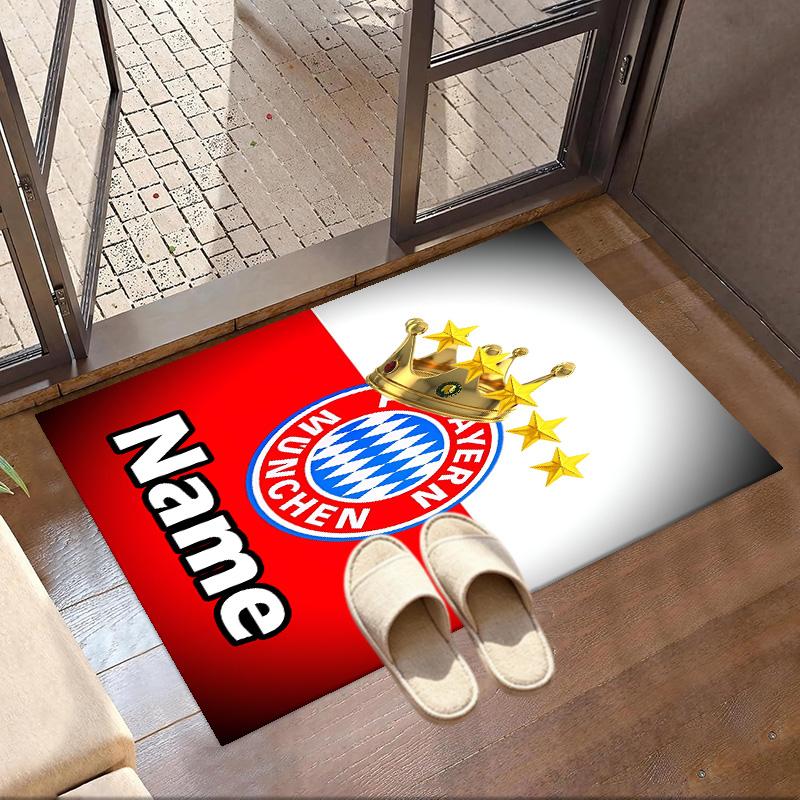 Custom Name Personalized FC Bayern Print Carpet, Versatile Home Decor Rug, for Playroom, Apartment, Balcony, Entryway, Hallway Gift