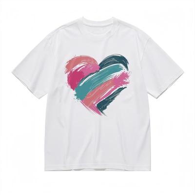 Men's Comfy Classic T-Shirt Multicolor Heart Splatter Pattern Abstract Art Tee