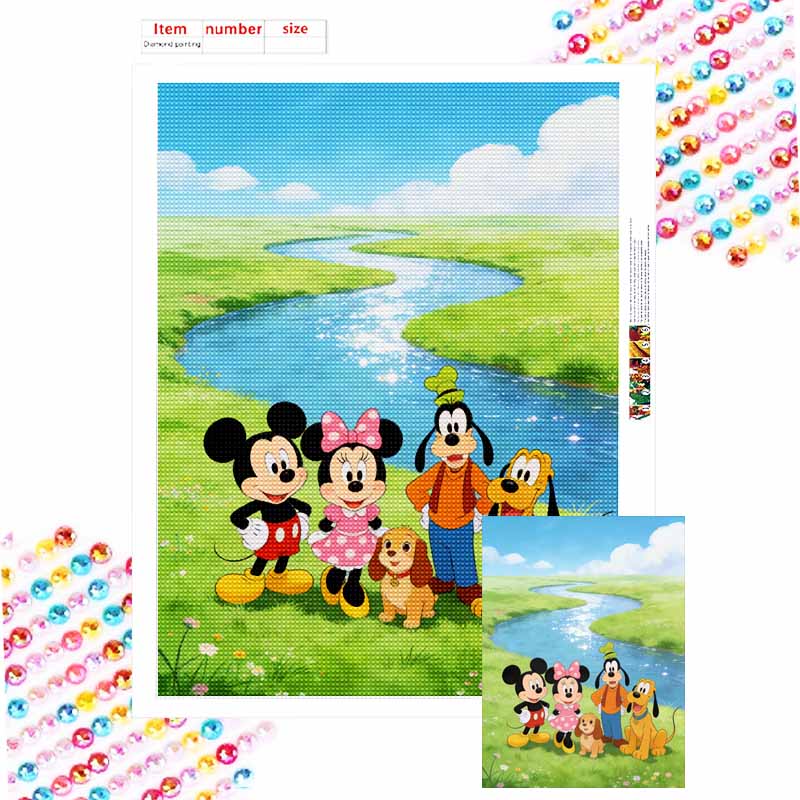 Disney Diamond Painting Kit Mickey Minnie Goofy Pluto Room Wall Decor Handmade Art Gift Round 20x30cm