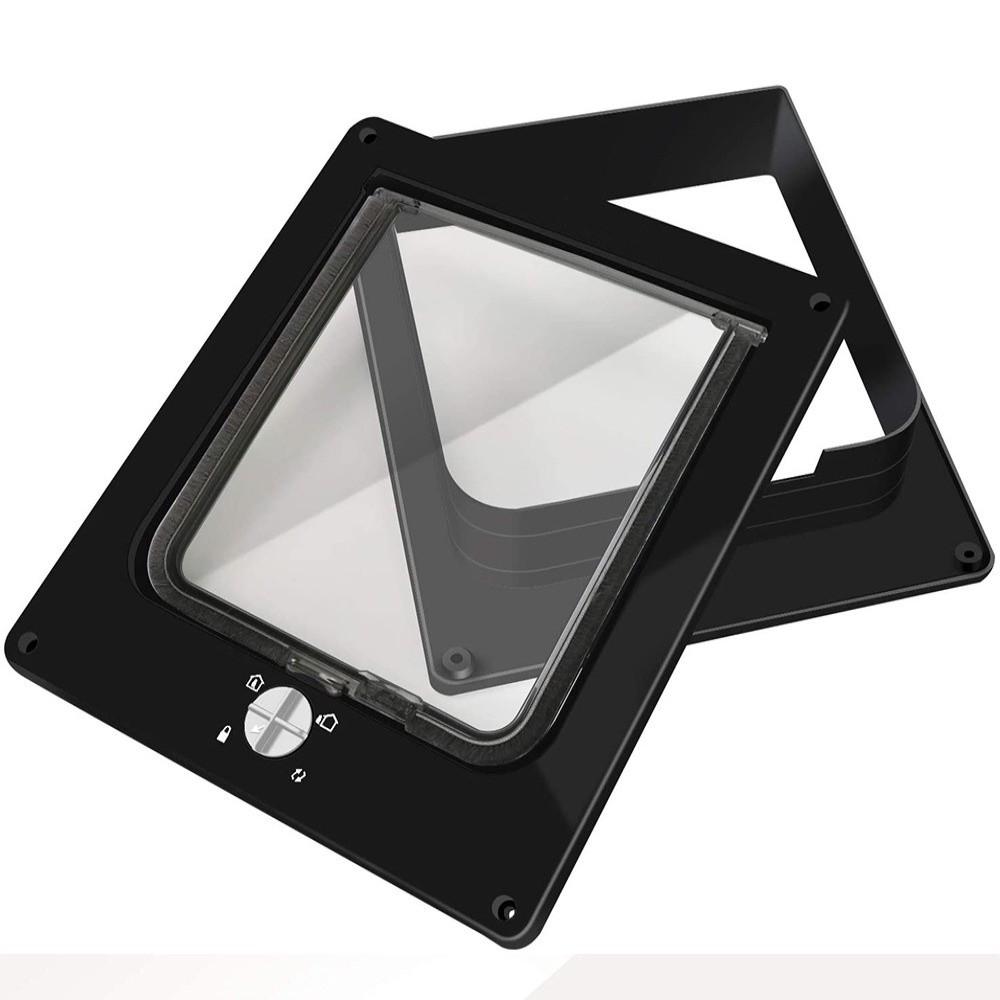 ABS Cat Flap Door with Security Lock 4 Ways Locking Dog Flap Door Self-Closing Pet Door Balcony