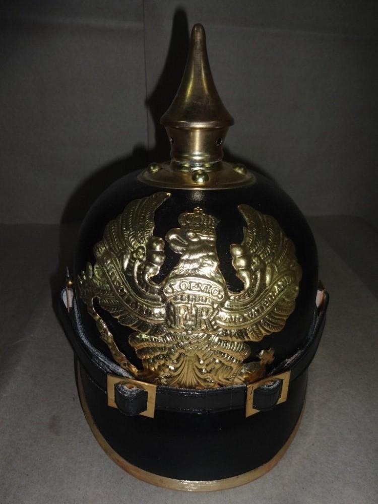 Císařská německá pruská kožená Pickelhaube hrot Německá helma Vinobraní Dárek
