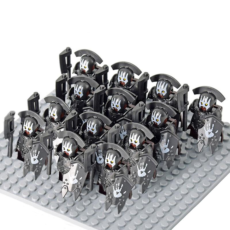 13 sztuk Figurki Rycerzy Smoczych Zbrojnych Żołnierzy Rzymskich Wojowników i Strażników Elfickich z Bronią, Klocki Budowlane