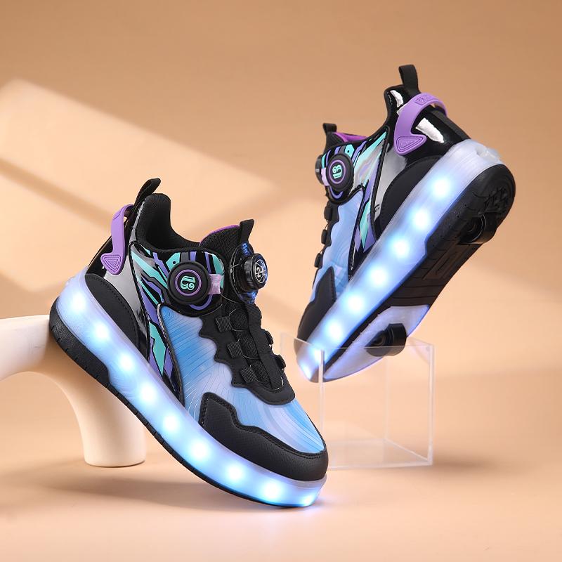 Boys/girls Two-wheel Dual-purpose Roller Skates Double Row Heely Shoes Roller Skates Luminous Sports Shoes Rechargeable