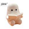 Cute Ghost Table Decor 3D Printed Halloween Figurine, Spooky Resin Statue, Funny Desktop Tray Reading Figurine Decor, Tabletop Centerpiece for
