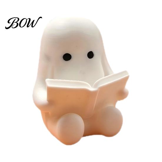 Cute Ghost Table Decor 3D Printed Halloween Figurine, Spooky Resin Statue, Funny Desktop Tray Reading Figurine Decor, Tabletop Centerpiece for