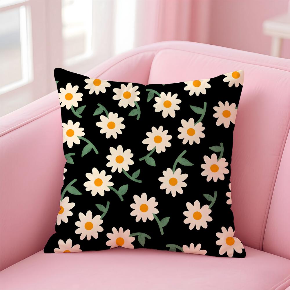 Ssmall Daisy Cushion Cover Pillowcase Short Plush Invisible Zipper Room Sofa Cushion Cover