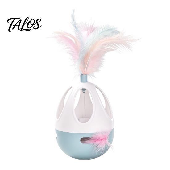 Self Playing Cat Toys for Boredom Interactive Wobble Toy, Automatic 360 Degree Rotating Feather Chirping Pet Sound, Touch Activated Toy Indoor