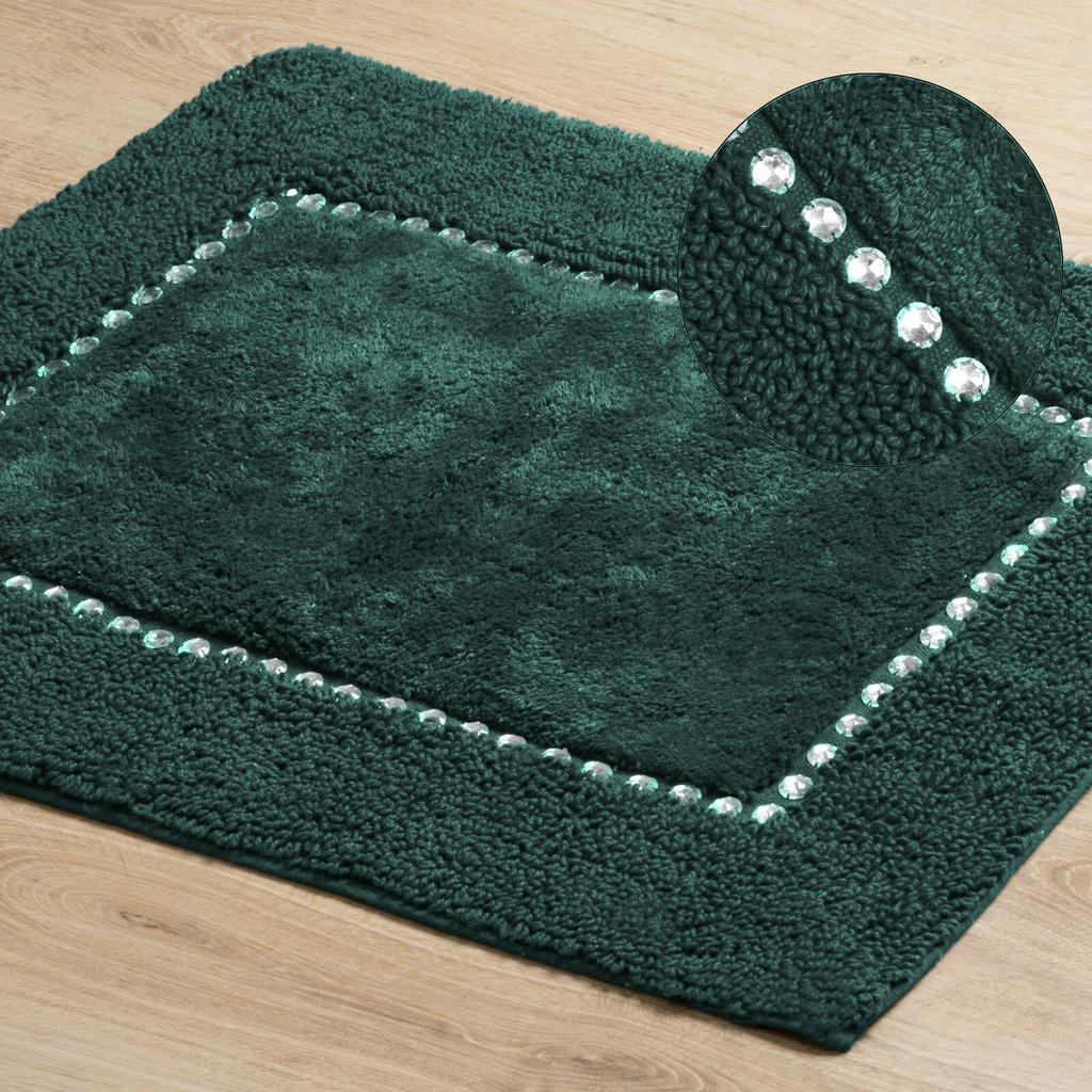 Ciepły Dywanik Łazienkowy Chic Glamour Krzyształki 60X90Cm Ciemnozielony