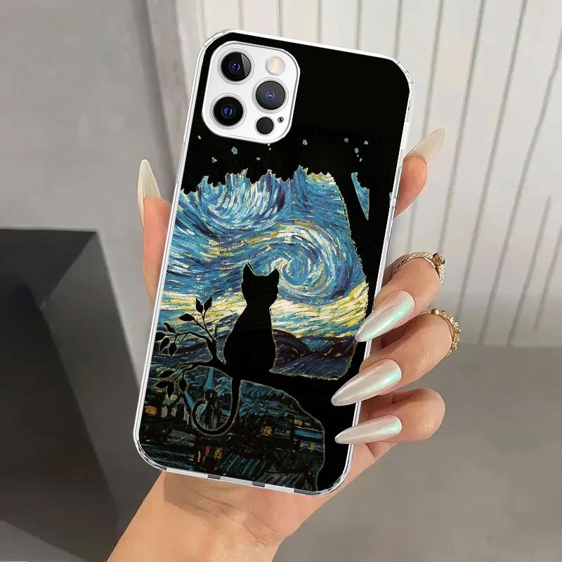Black Cat Cartoon Cute Phone Case for Iphone 17 Air 16 15 Plus 14 13 Mini 12 11 Pro Max 16E 7 8 SE 2020 Soft Funda Print Shell 1