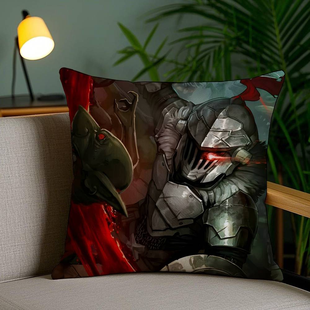 Handsome Anime Goblin Slayer-Cartoon Pillow Case Anti-dustmite Pillowcase Invisible Zipper Silky Short Plush Sofa Cushion Cover