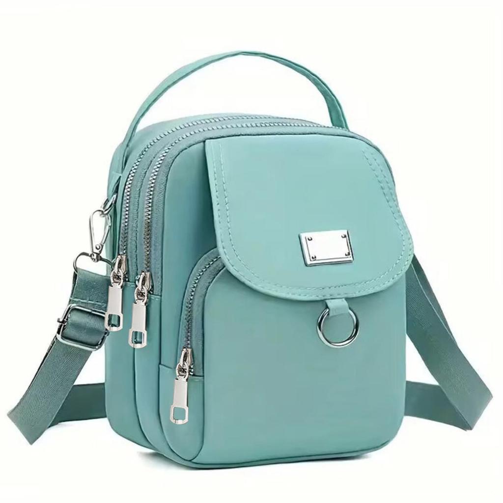 1PC Lady Casual Messenger Bag  Solid Color Multi-function Purse Multi-layer Lightweight Oxford Handbag  Suitable for Going Out