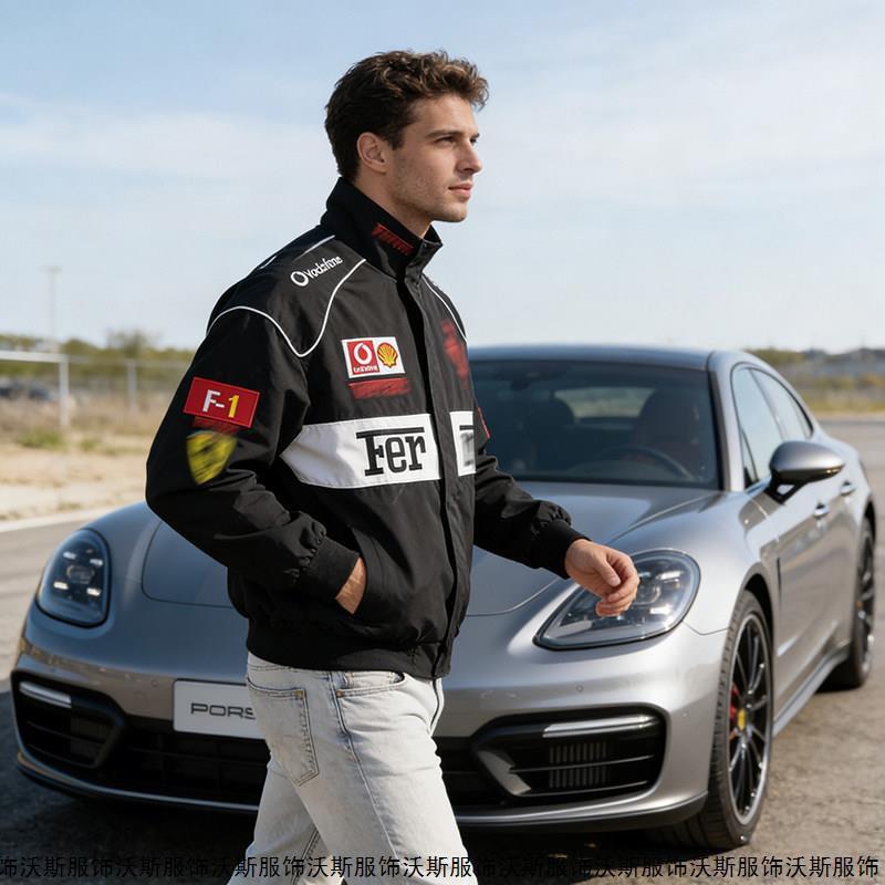 Men Women Motorcycle Riding Jacket Vintage Embroidered Biker Windbreaker Casual Outerwear