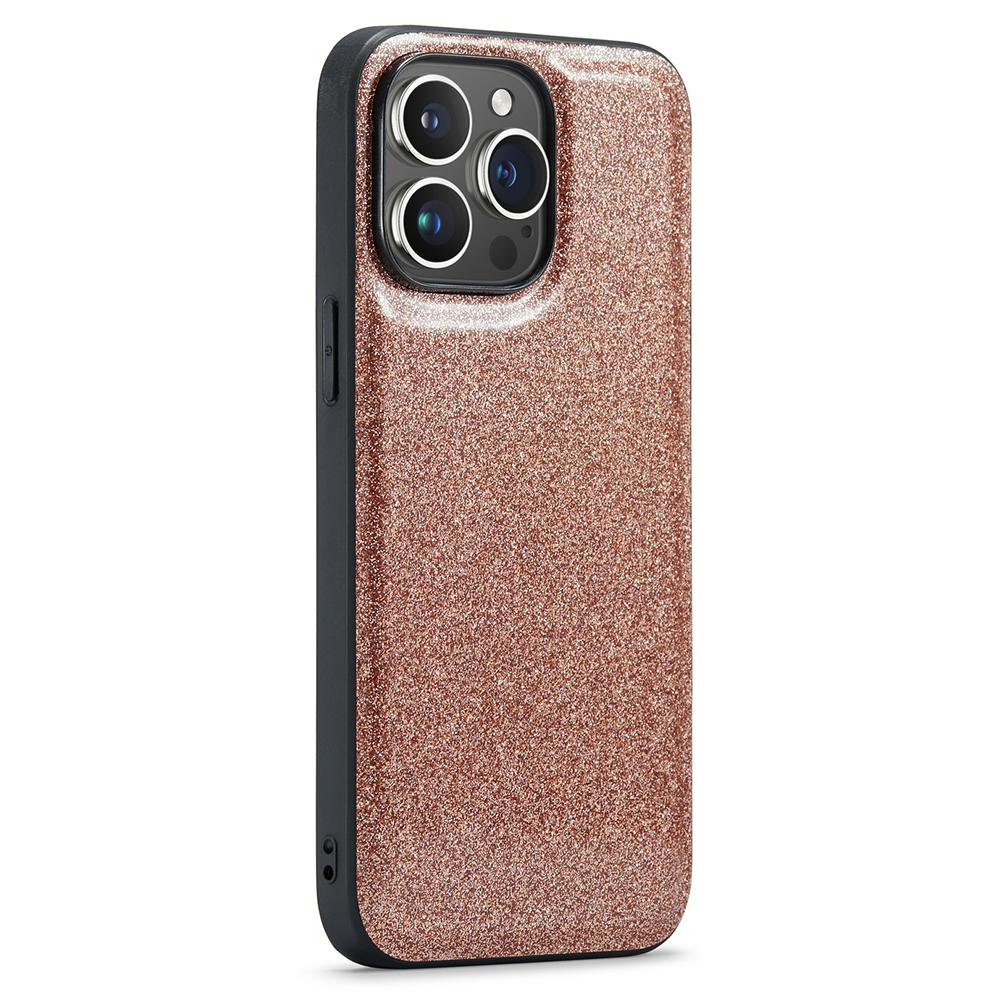 

DG.MING For iPhone 12 Pro Case PU Leather Coated PC+TPU Shell Glitter Phone Cover Gold