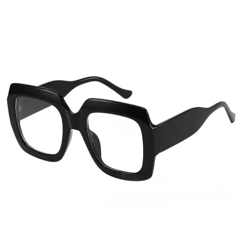 Thick Large Frame Presbyopia Glasses Men's and Women's Stylish Square-Frame Blue Light-Blocking Glasses with Plus Diopters