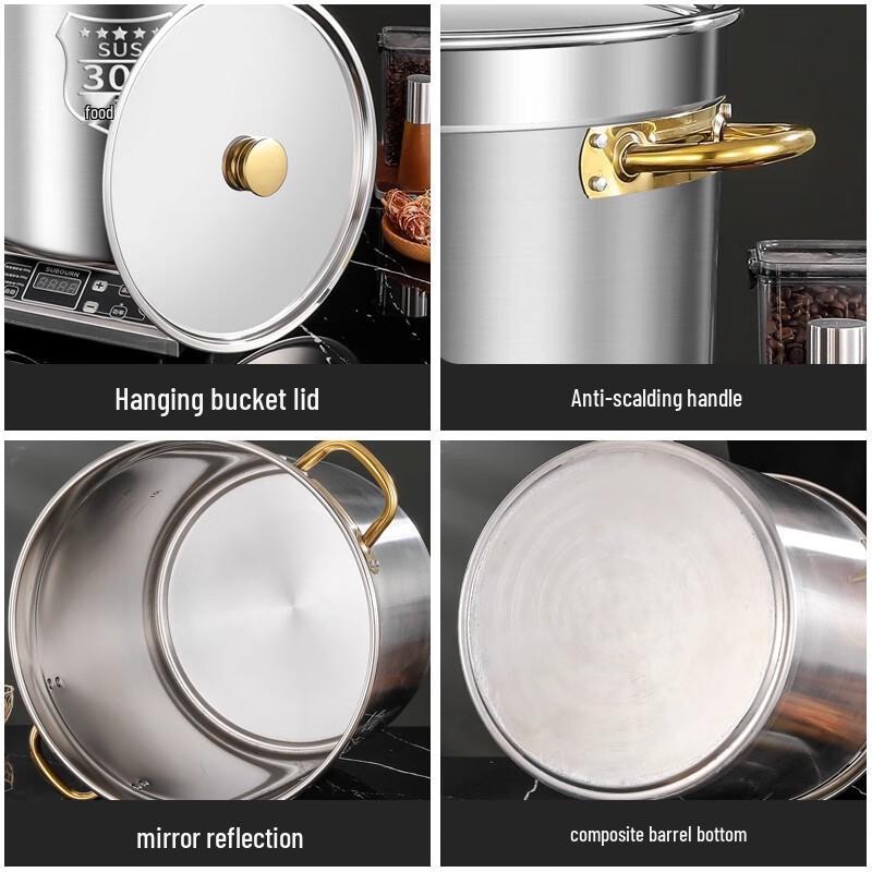 Commercial 304 Stainless Steel Soup Pot with Lid