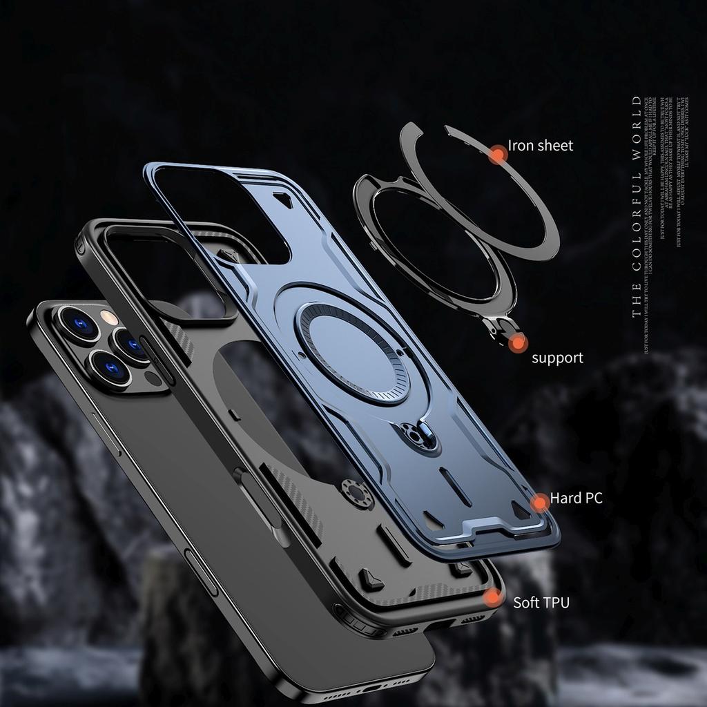Etui Pokrowiec Na Iphone 16 Pro Max Hybrid Armor Trendy Z Magsafe - Niebieski
