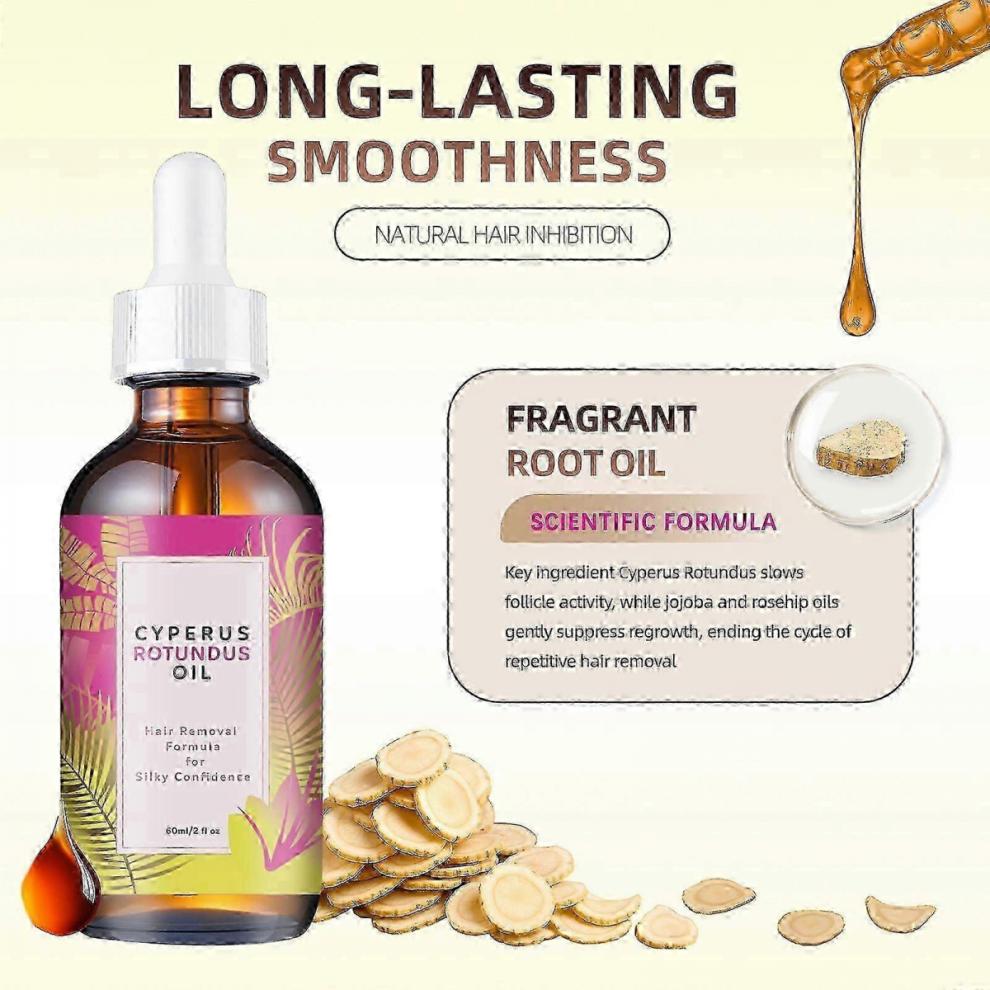 (3pcs) Cyperus Rotundus Oil 60 Ml - Natural Depilatory Oil, Reduces Hair Growth, Hydrates and Soothes the Skin