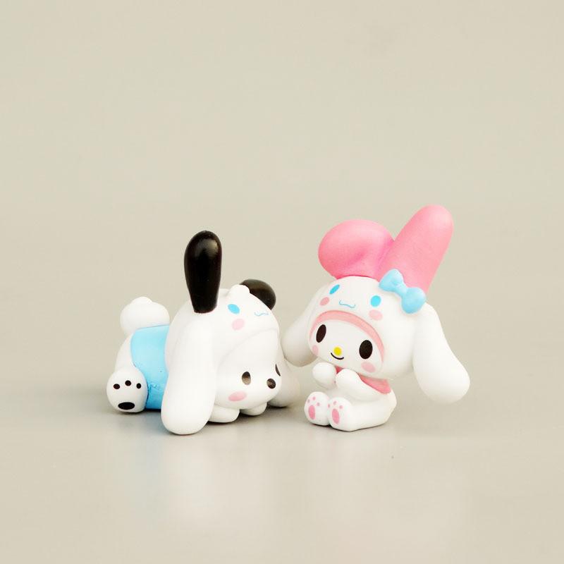 Adorable Sanrio Characters Cute Cartoon Kuromi My Melody Cinnamoroll Figure Toys Set