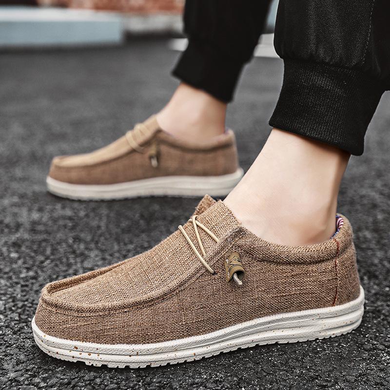 Men Shoes Casual Canvas Loafers Shoes Light Breathable Flats Leisure Male Vulcanized Shoes Walking Sneakers Plus Size