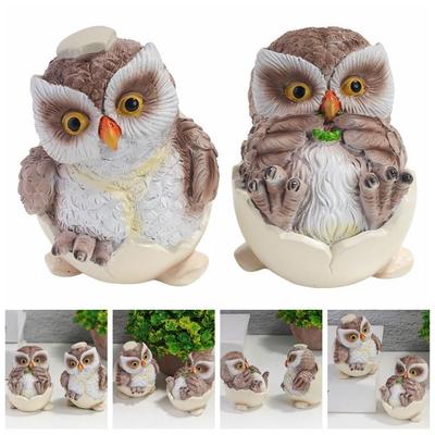 2Pcs Home Decoration Owl Statue Resin Crafts Owl Ornament Exquisite Owl Figurines