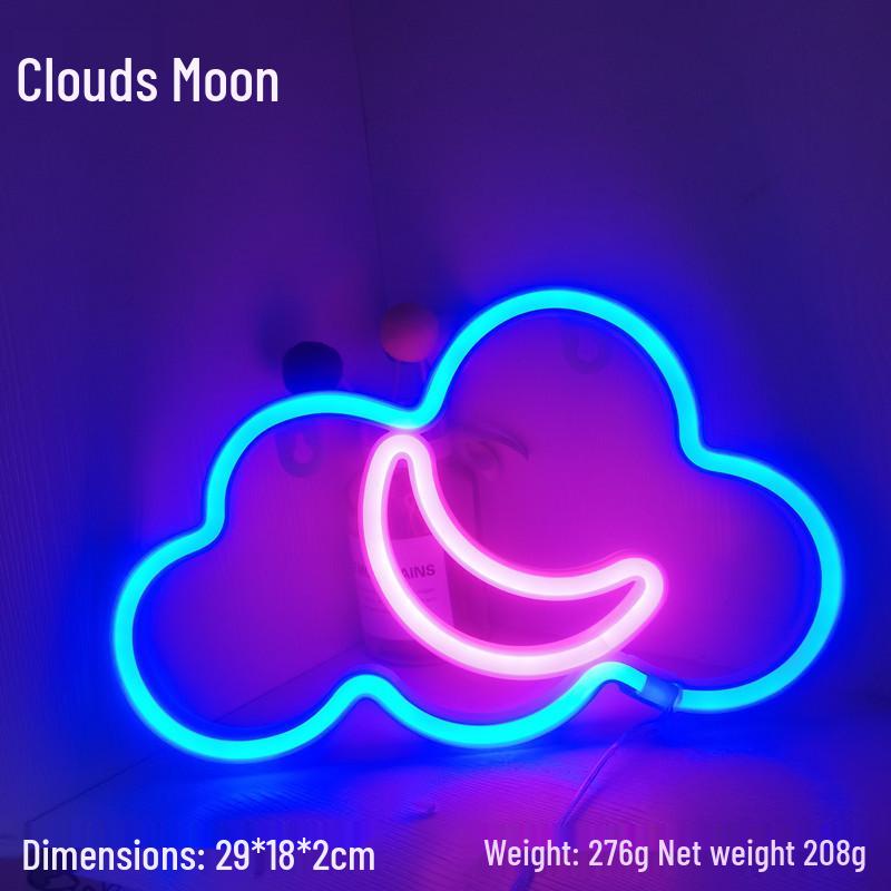 LED Neon Decorative Lights: Cloud, Lightning, Musical Notes, Moon, Bat
