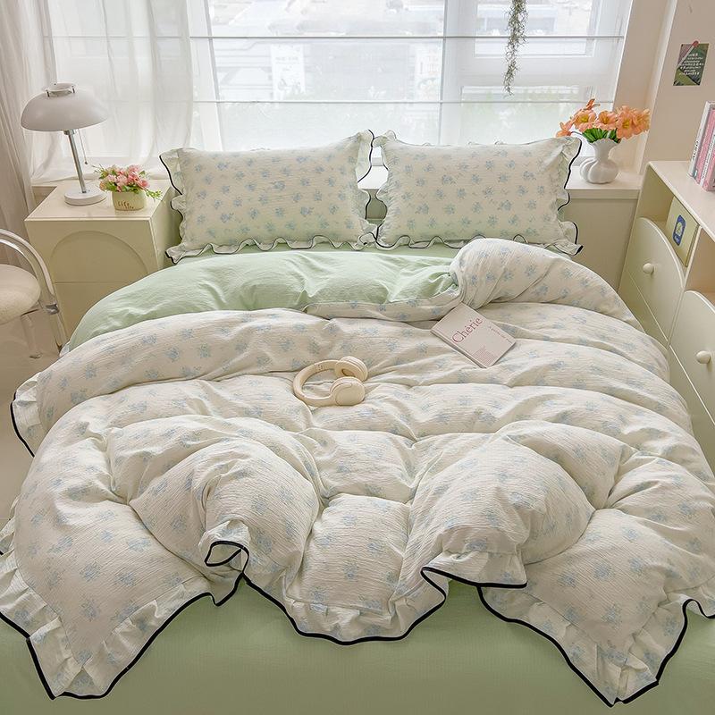 Lace Bed Four-piece Set, Skin-friendly Cloud-feeling Thin Quilt Cover, Bed Sheet Quilt Cover Three-piece Set