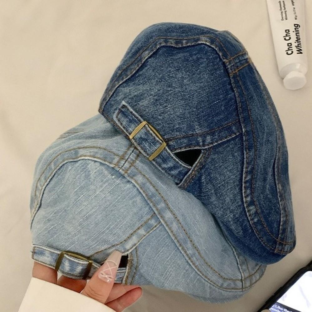 Cloth Denim Beret Washed Artist Hat Casual Newsboy Hat  Women