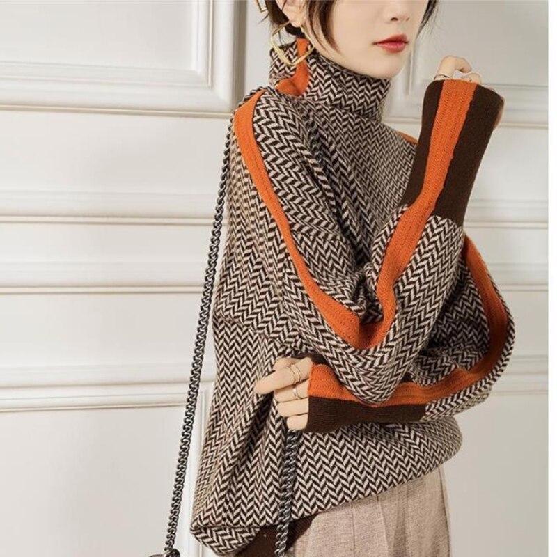 

Осенне-зимний пуловер, свитер, вязаные свитера, джемперы для женщин, мода 2022, шерстяная женская водолазка с персонажами XXL