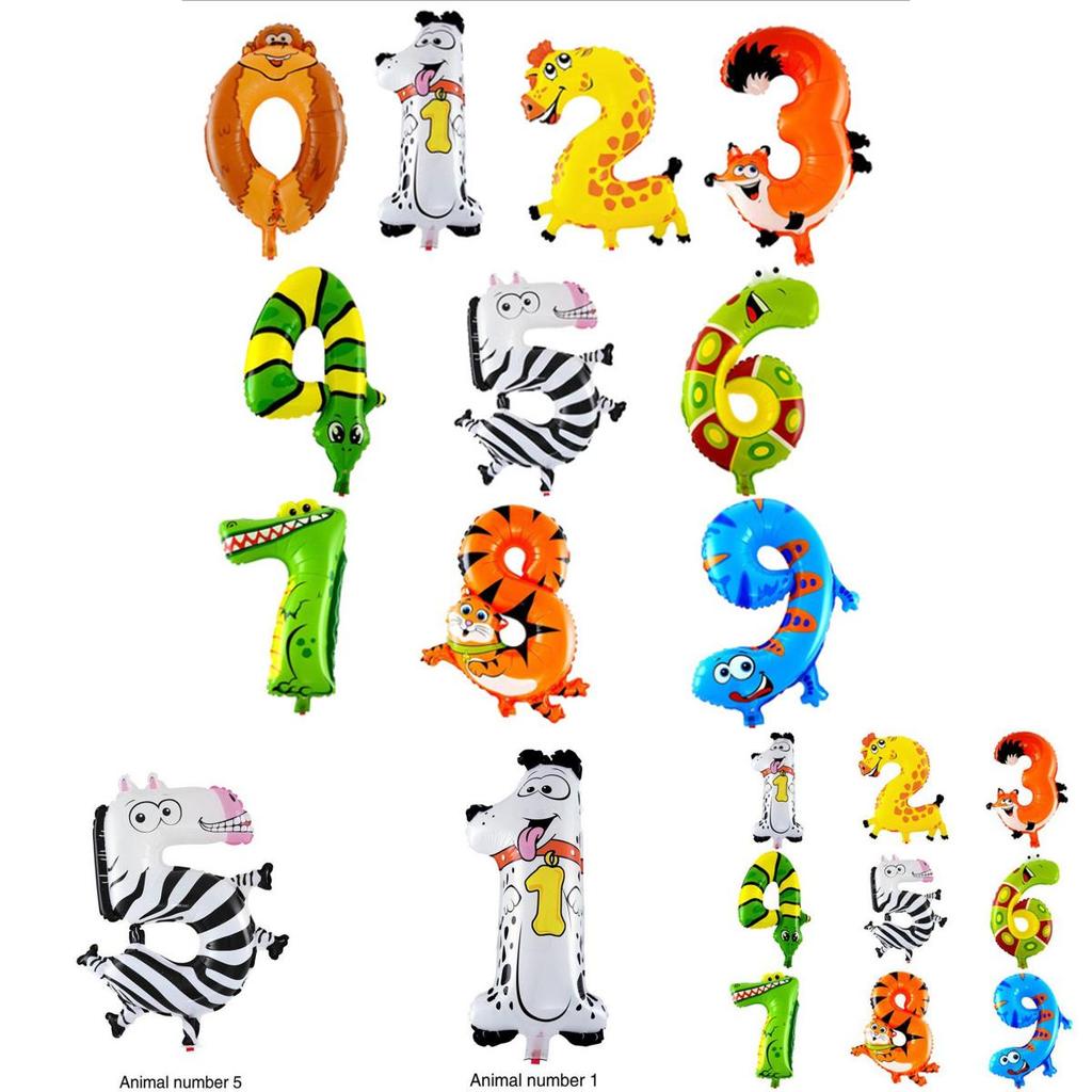 Versatile Self Inflating 16 Inch Foil Number Balloon Happy Birthday Large Animal Theme