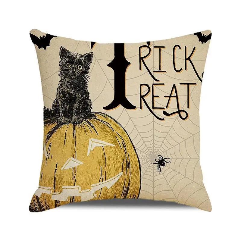 Halloween Holiday Party Decorations Pumpkin Cat Ghost Face Pillowcase Suitable for Home Living Room Sofa Room Decoration