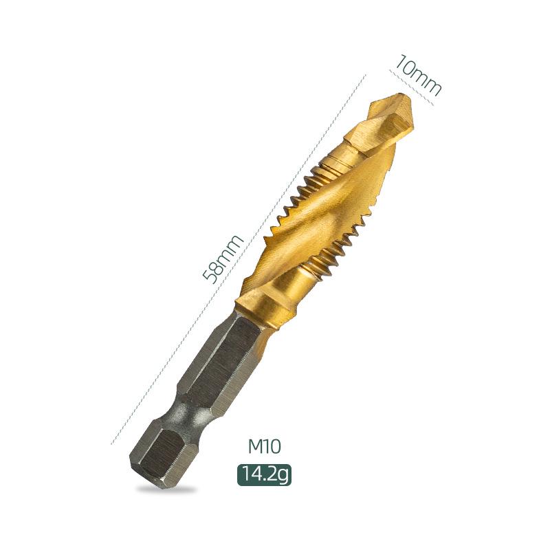 Yunbei Titanium-Plated High-Speed Steel Spiral Tap Drill with Hexagonal Shank