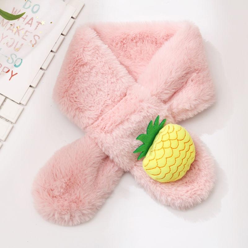 Children Warm Fruit Scarf New Imitation Rabbit Hair Autumn Winter Soft Girls Sweet Neck Scarf