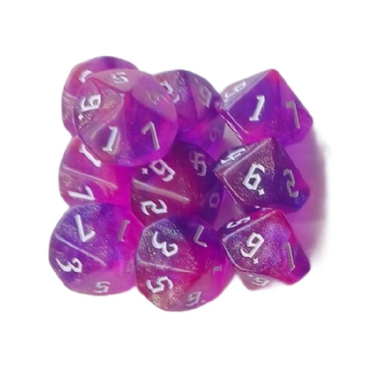 

10Pcs Glitters Colorful Acrylic Polyhedral Dices Replacement Role Playing Game Dices Tabletop Game Accessories Enduring Яскраво-рожевий/червоний
