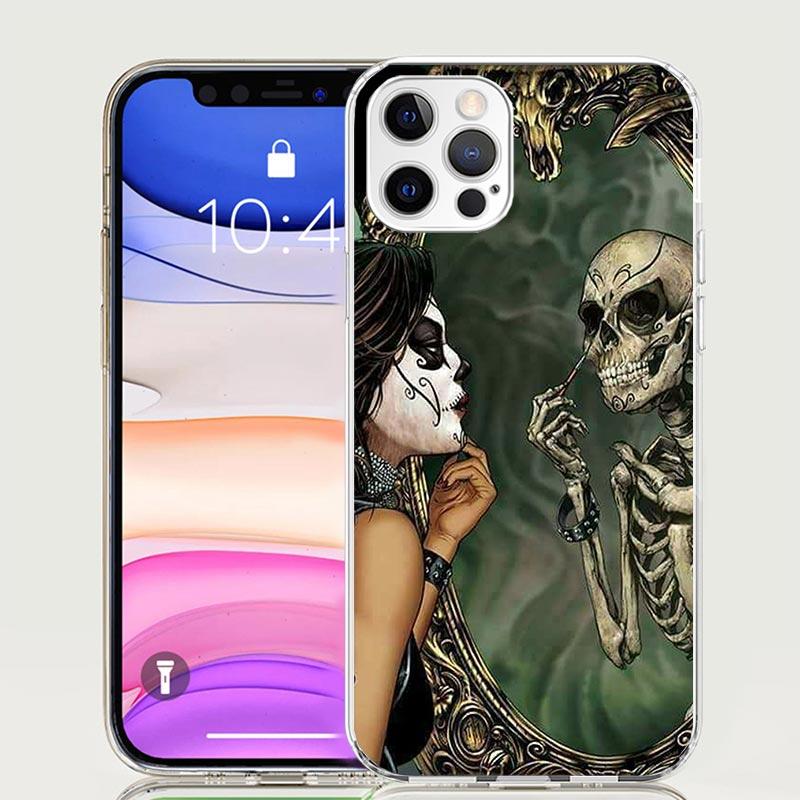 Catrina Beautiful Rose Girl Skull Case Phone Cover for Apple iphone 16 15 14 13 12 Mini 11 Pro Max 16E X XS XR 7 Plus 8 + SE 202