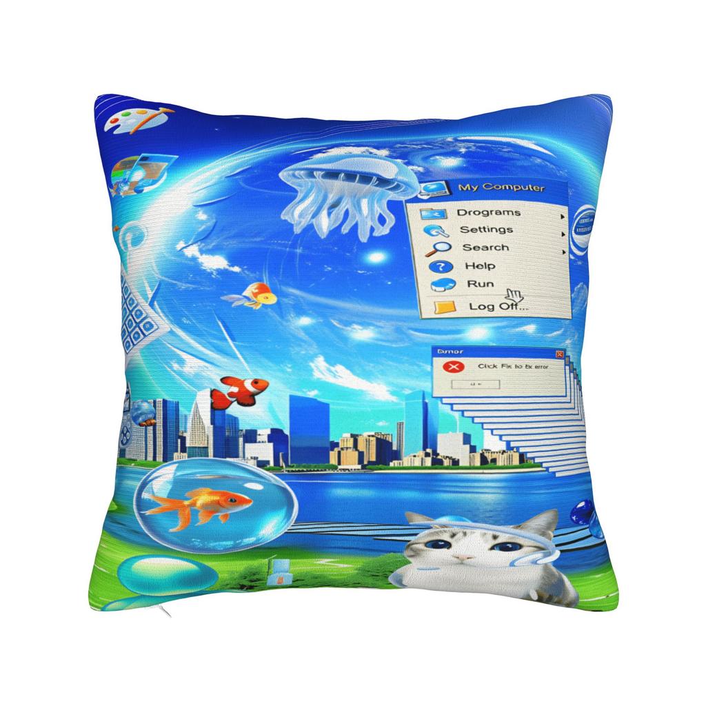 Poszewka na poduszkę Frutiger Aero Wzór Kota Poszewka na poduszkę na Krzesło Sofę Dekoracja Domu Nowoczesne Poszewki na poduszki