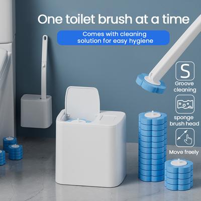 Spazzolino WC Monouso Manico Esteso Bacchetta Pulente Potente Struttura a Tre Strati Pulitore per Bagno Vasca da Bagno WC