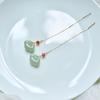 New Design  Inlaid Natural Hetian Jasper Long Earrings Classical Charm Palace Style Ladies Jewelry Wedding Accessories