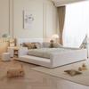 Upholstered Bed with Children's Desk and Stool, With Storage Shelf, Soft Headboard, Children's Bed with Wooden Slats, Velvet, White, 140x200cm