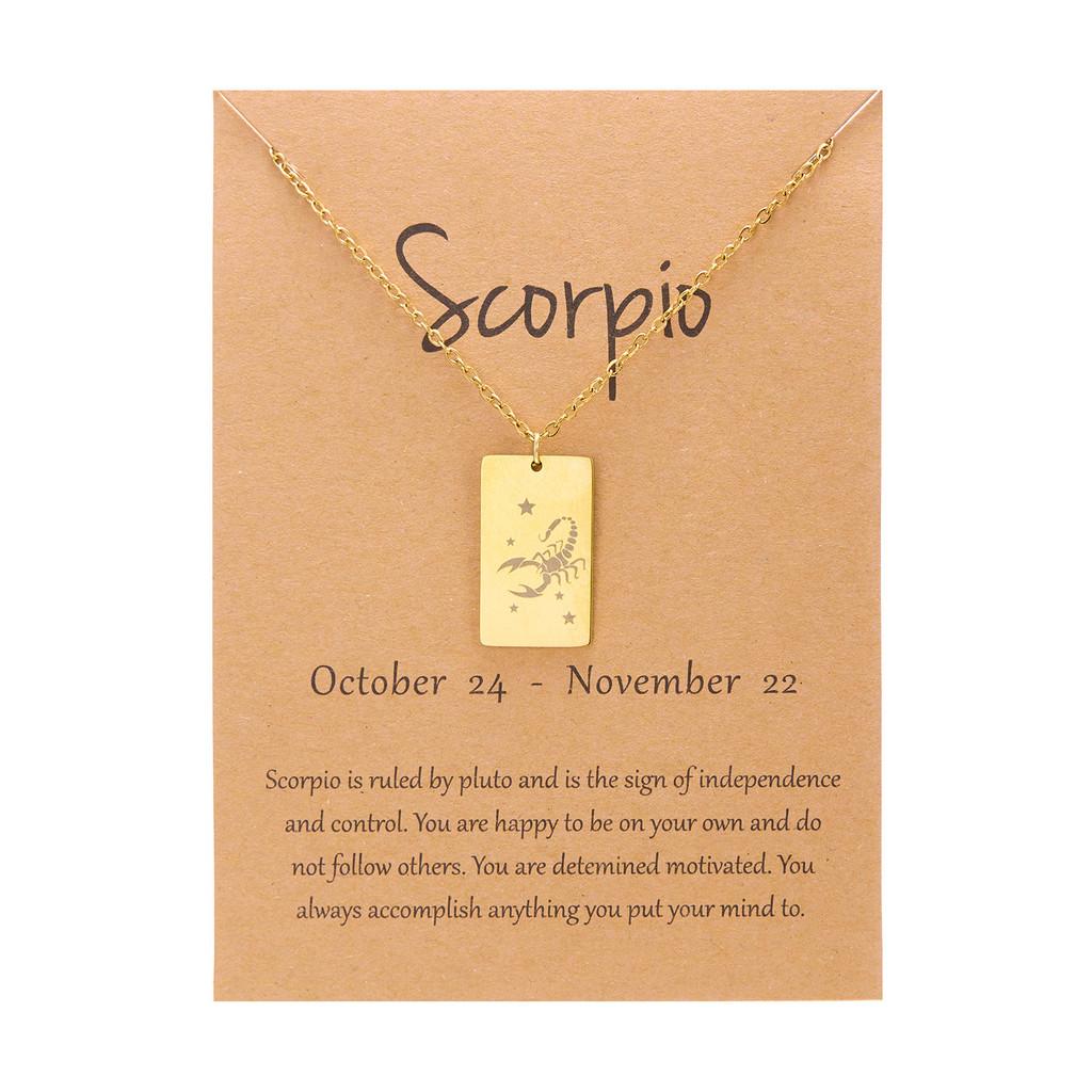 Zodiac Constellation Necklace For Women Men Titanium Steel Pendant Chain For Gift