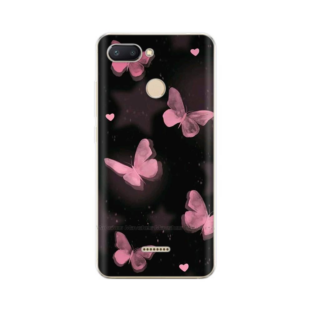 For Redmi 6 Phone Cover Transparent Silicone TPU Protective Cats Flower Print Covers Case For Xiaomi Redmi 6 6A Redmi6 Funda