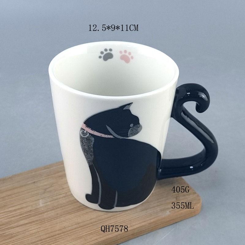 Handmade Ceramic Mug With 3D Fox Relief Design Cute Cartoon Coffee Cup Graduation Gift Office Use