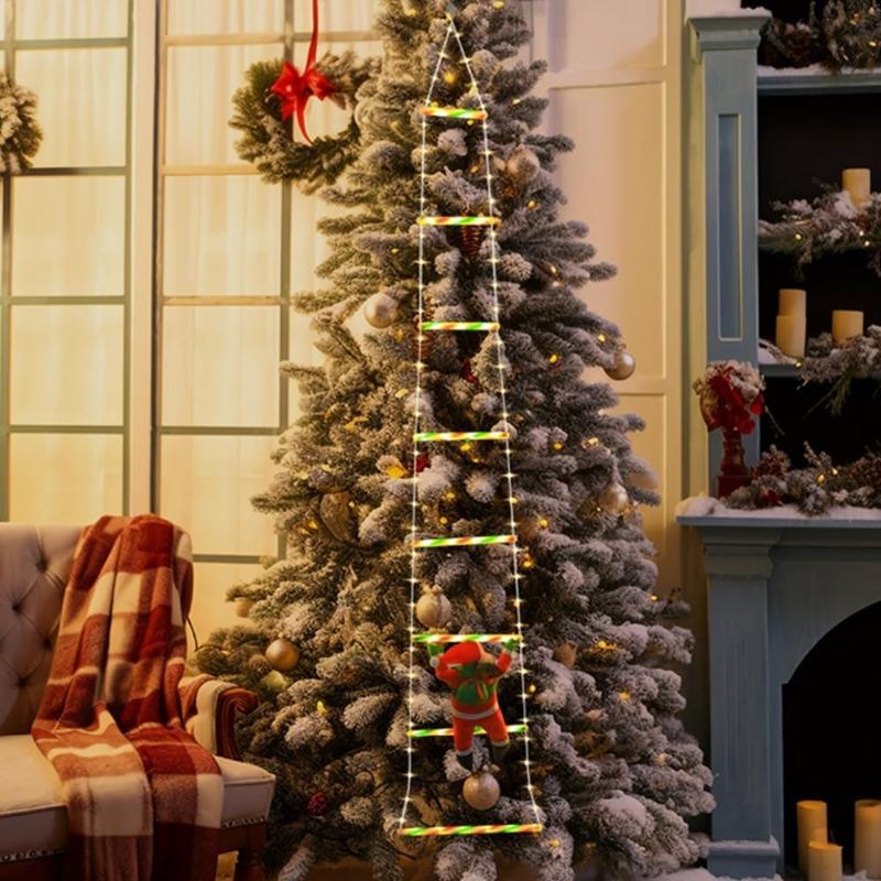 1.5/3M Christmas Decoration Led Santa Claus Climbing Ladder Light Usb Plug 8 Flashing Modes Suitable Household Xmas Tree Wall Window