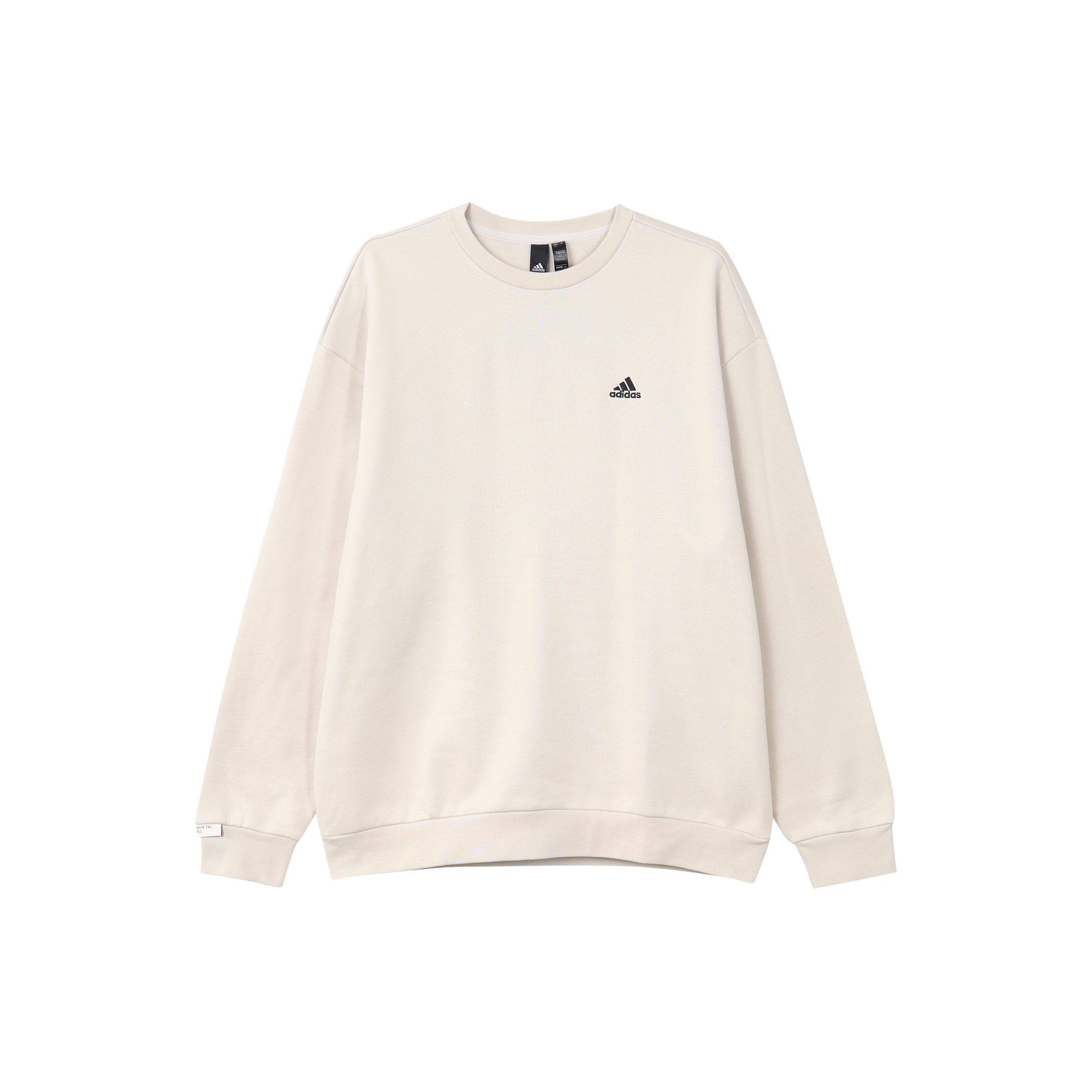 adidas Originals Beige Unisex Fleece Loose Crew Neck Sweatshirt IV7598 L