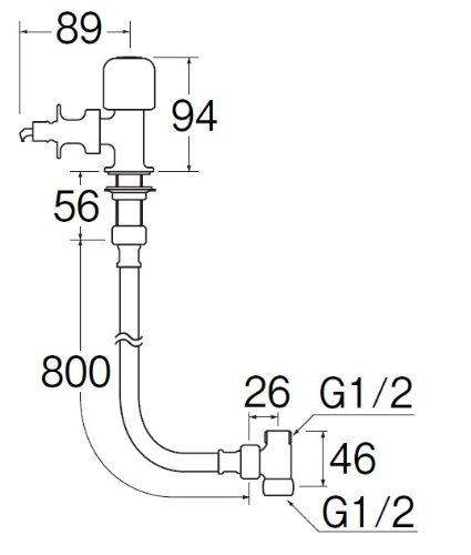 SANEI Dishwasher Branch Stop Valve Set, One-Touch Hose Connection, Automatic Water Shut-Off Function, 80cm Flexible, Y5050TVA-1S-13