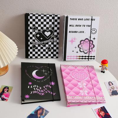 New Arrival A5 Binder Ring Hard Cover Photo Album Collect Book Pearl Heart Journal Refills Bandage Postcards Sticker Organizer
