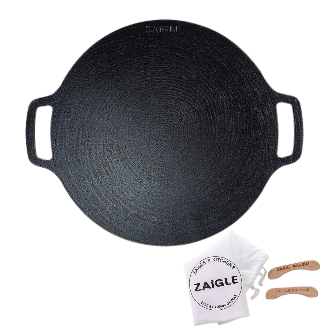 

on Zygul Large Kitchen High Heat Induction Direct Heat Flat Bottom for Stability [Featured TV] [Authentic] Griddle, 36cm, Size, Camping, Outdoor, Use, чёрный