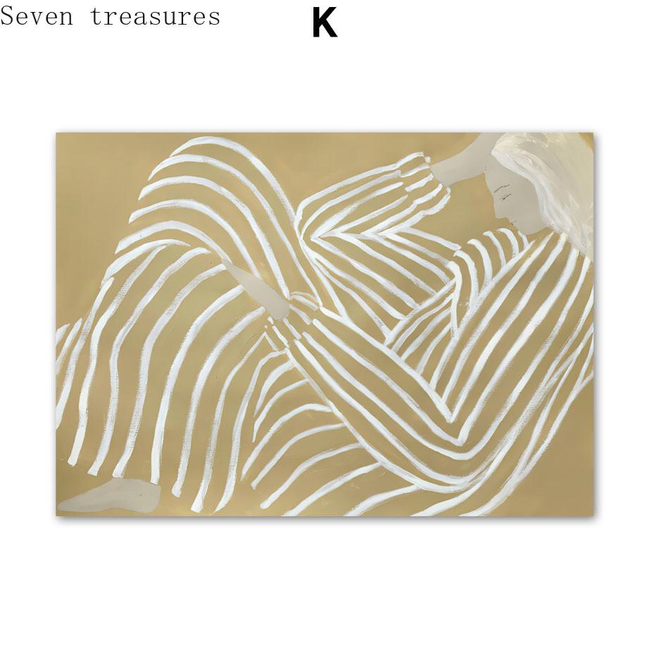 

Abstract Line Geometry Curve Girl Wall Art Print Canvas, Modern Nordic Poster, Gallery Wall Picture for Living Room Decoration 21x30cm No Framed