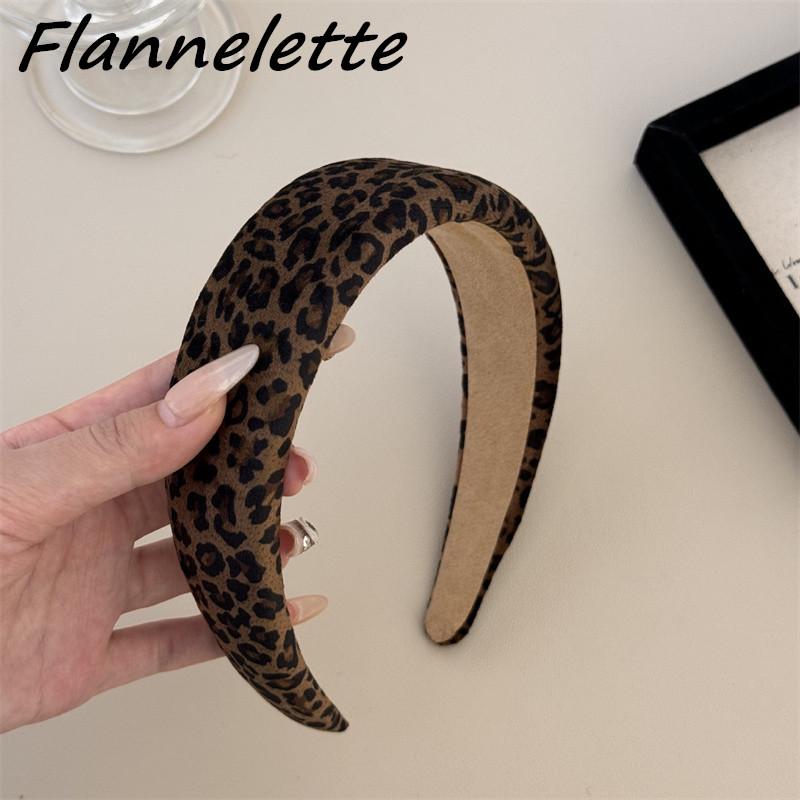 Fascia di velluto con stampa leopardata larga 4 cm con imbottitura in spugna per accessori cerchietti per capelli casual da donna e signora