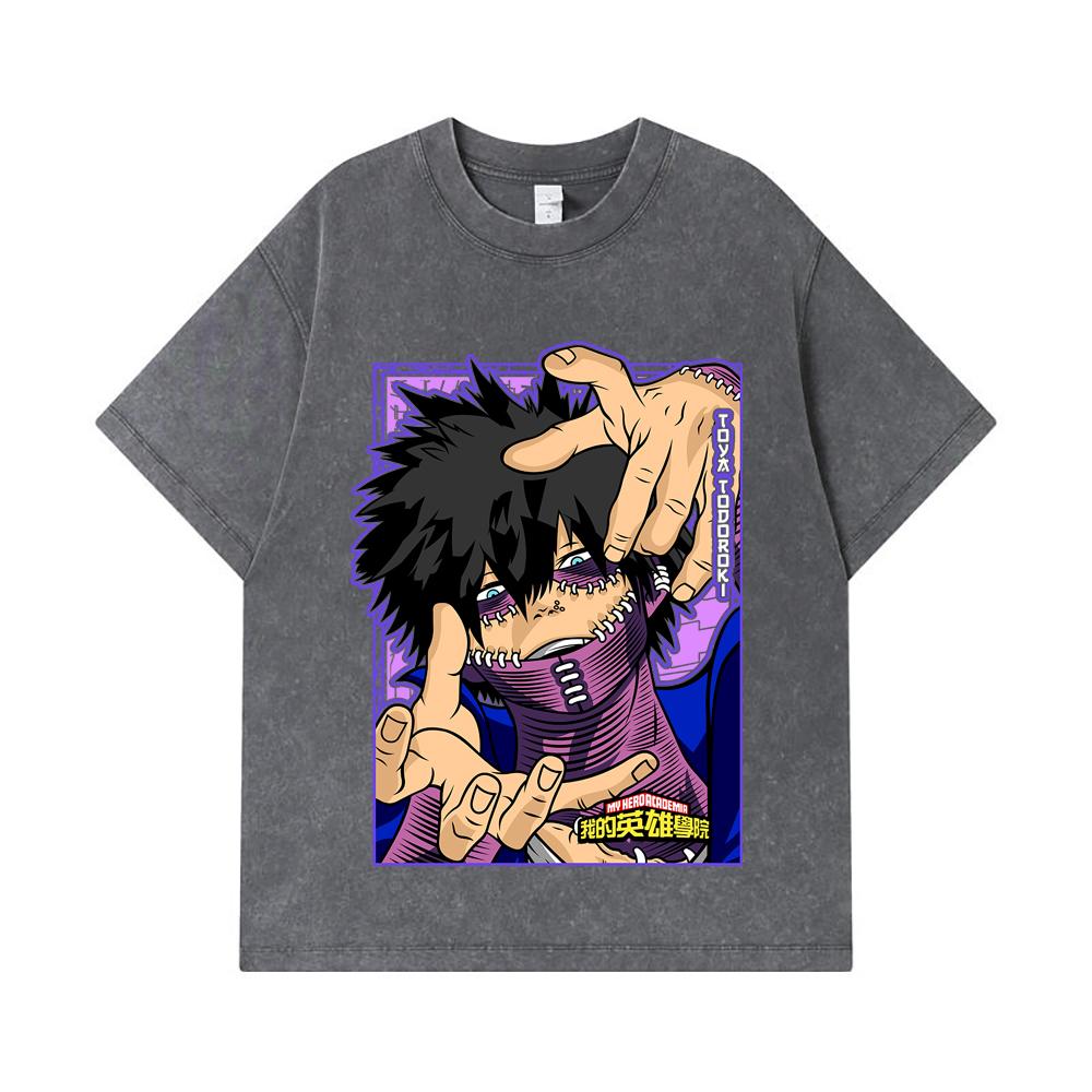 275 GSM Washed T-shirts 100% Cotton My Hero Academia V17 Dabi Print Unisex Heavy Cotton T Shirt