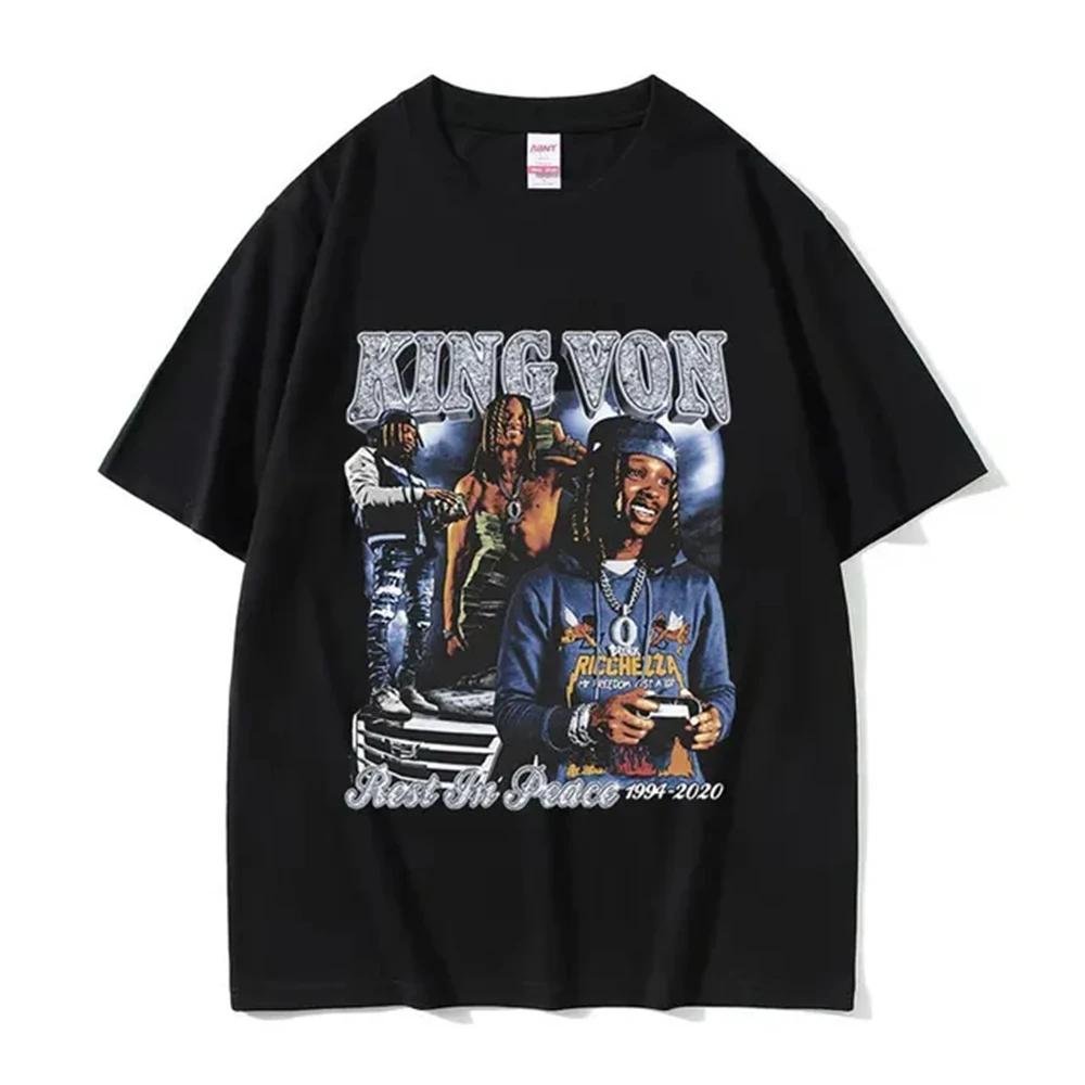 Rapper K-King Von Graphic T Shirt Men's Hip Hop Gothic Fashion Short Sleeve T-shirts Oversized T-shirt Streetwear 80312